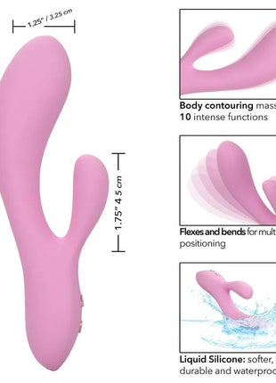 Pink silikon körperkonturierender massager mit 10 intensiven funktionen und multidirektionalen flexen von calexotics contour zoie rosa