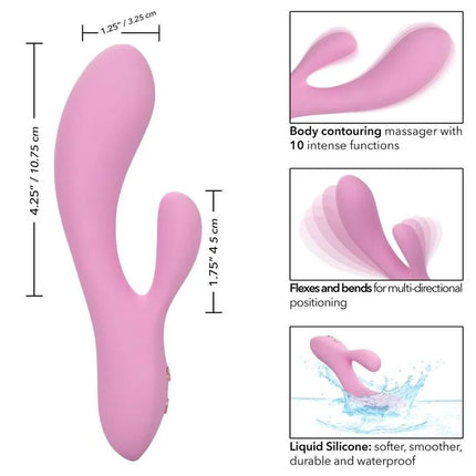 Pink silikon körperkonturierender massager mit 10 intensiven funktionen und multidirektionalen flexen von calexotics contour zoie rosa