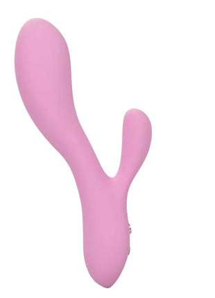 Pink silikon dualkopfvibrator mit glatten, abgerundeten konturen und ergonomischem design von caleXotics contour zoie rosa
