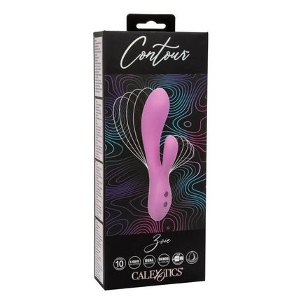 Pink silikonspielzeug in schwarzer verpackung mit markenname contour und modellname zoe von calexotics