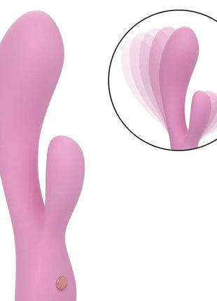 Pink silikon hasenförmiger vibrator mit glattem rundem design und rosegold knopfen von calexotics contour zoie rosa