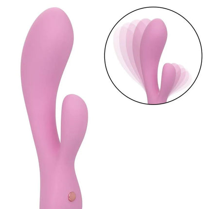Pink silikon hasenförmiger vibrator mit glattem rundem design und rosegold knopfen von calexotics contour zoie rosa