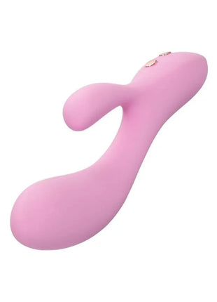 Pink silikon rabbit-vibrator mit glattem design und zwei metallischen knöpfen am griff von CalExotics Contour Zoie Rosa