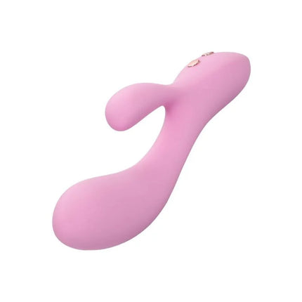 Pink silikon rabbit-vibrator mit glattem design und zwei metallischen knöpfen am griff von CalExotics Contour Zoie Rosa