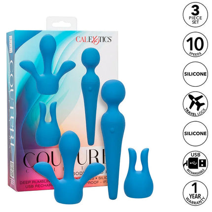 Blauer 3er set silikonvibratoren von calextics mit 10 vibrationsmodi für vielseitigen gebrauch
