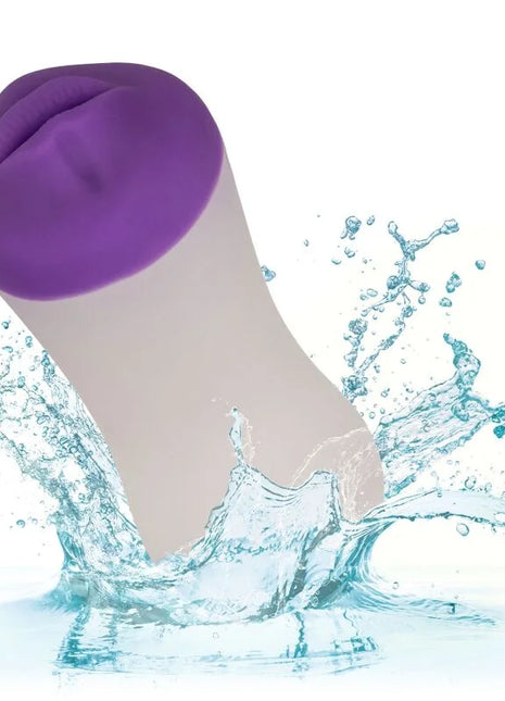 Calexotics deep throat grip silikonspielzeug in lila und beige mit gerundetem, lippenähnlichem oberteil