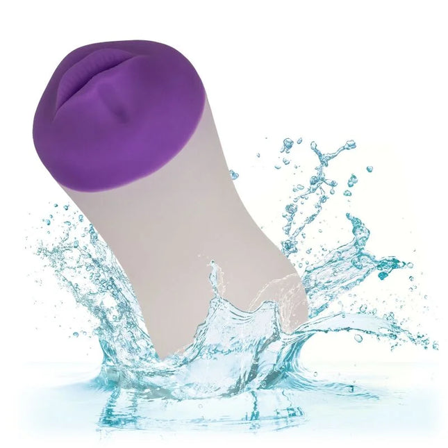Calexotics deep throat grip silikonspielzeug in lila und beige mit gerundetem, lippenähnlichem oberteil