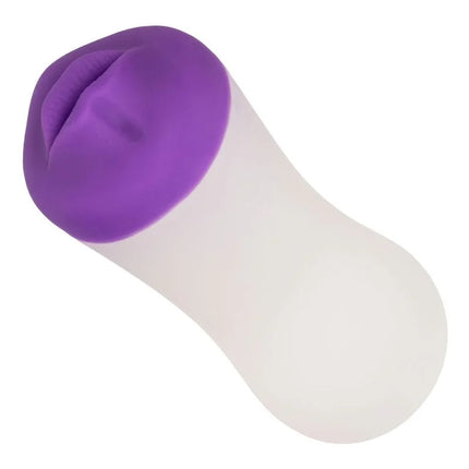 Calexotics deep throat grip silikonspielzeug in lila und transparent mit abgerundetem mundförmigem kopf
