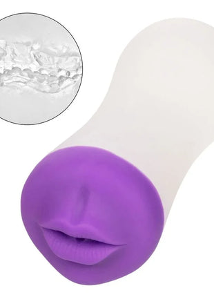 Purple und weiße silikon orale sexspielzeug mit realistischen lippen calexotics deep throat grip