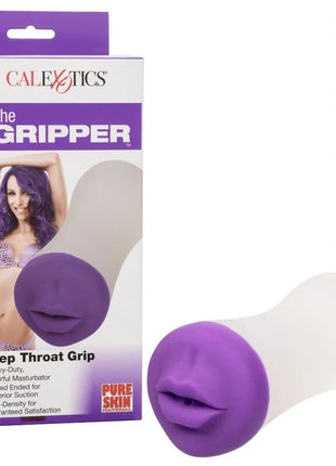 Lila und weiße silikon tiefer schlundgriff toy mit lippen design von calexotics das gripper für intensives training