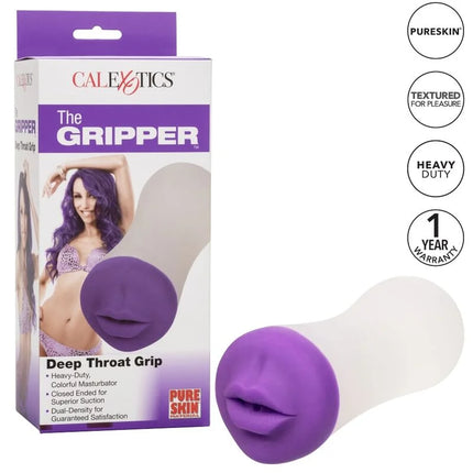 Lila und weiße silikon tiefer schlundgriff toy mit lippen design von calexotics das gripper für intensives training