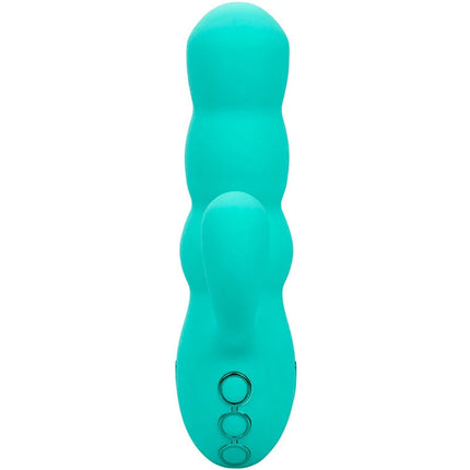 Teal silikon vibrator mit drei runden kontrolletasten am fuß calexotics del mar diva vibrator rabbit aqua grün