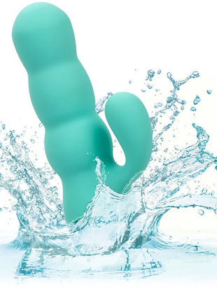 Teal silikon vibrator mit segmentiertem gebogenem design calexotics del mar diva vibrator rabbit aqua grün von california dreaming