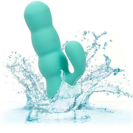 Teal silikon vibrator mit segmentiertem gebogenem design calexotics del mar diva vibrator rabbit aqua grün von california dreaming