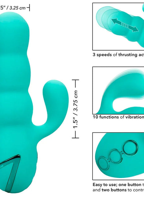 Teal silikon vibrator mit drei stößen und zehn vibrationsfunktionen von calexotics del mar diva rabbit aqua grün