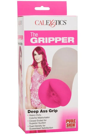 Pink und beige silikon masturbator mit geschlossenem ende für saugung der greifer deep ass grip von calexotics
