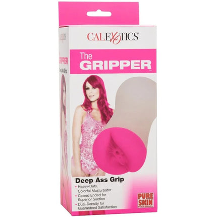 Pink und beige silikon masturbator mit geschlossenem ende für saugung der greifer deep ass grip von calexotics