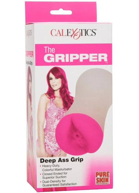 Pink und beige silikon masturbator mit geschlossenem ende für saugung der greifer deep ass grip von calexotics
