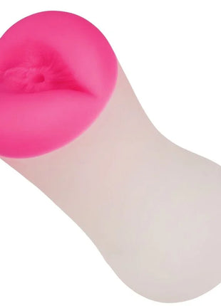 Calexotics der greifer deep ass grip closes pink silicone mouth-shaped toy with translucent white base