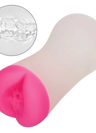 Pinkfarbener und transparenter silikon-analplug mit strukturierter innenseite von calexotics der greifer deep ass grip