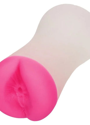 Pink und durchsichtiger silikon analplug mit strukturierter abgerundeter spitze von calexotics der greifer deep ass grip