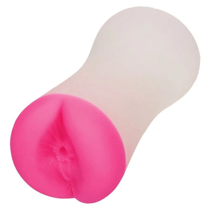 Pink und durchsichtiger silikon analplug mit strukturierter abgerundeter spitze von calexotics der greifer deep ass grip