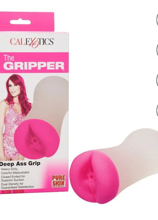 Pink und durchsichtiger silicongriff tiefer ass masturbator von calexotics für intensives grip spiel