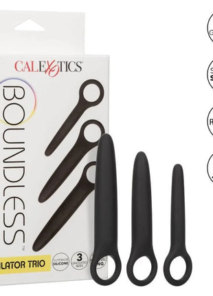 Schwarzes silikon dilator-trio set von calexotics zur entspannten dehnung und anpassung