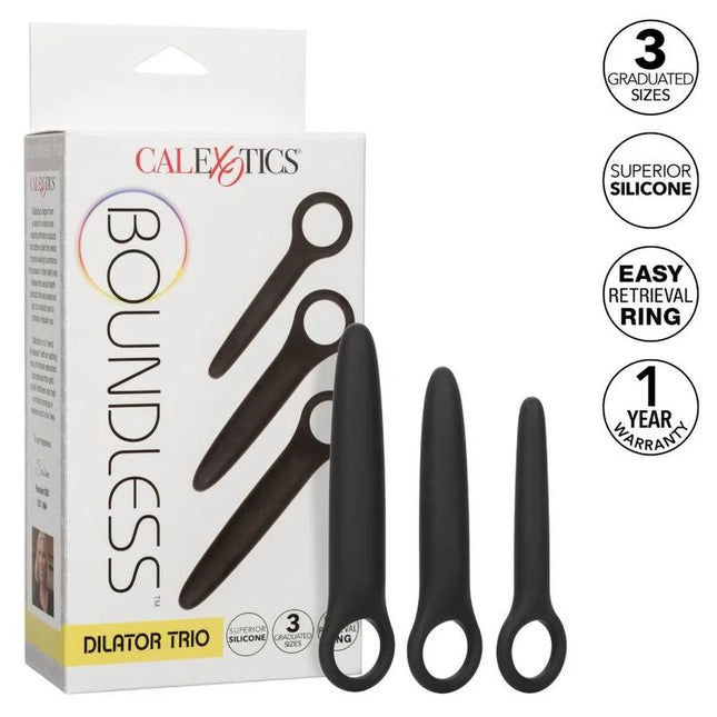 Schwarzes silikon dilator-trio set von calexotics zur entspannten dehnung und anpassung