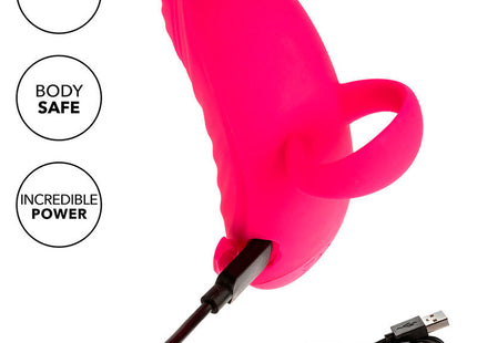Vibranter rosa silikon herzförmiger handmassager mit rollball und usb-c ladegerät calexotics envy handmassager