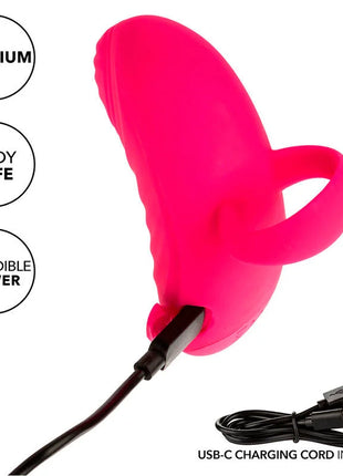 Vibranter rosa silikon herzförmiger handmassager mit rollball und usb-c ladegerät calexotics envy handmassager