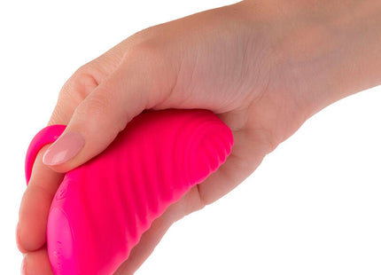 Vibranter rosa silikon stressball mit geriffelter oberfläche calexotics envy handmassager mit rollball und 7 vibrationen