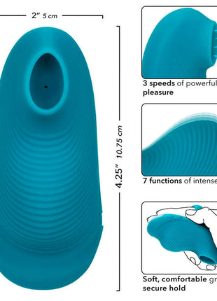 Teal silikon handrollender ballmassager mit 7 vibrationen und ergonomischem design von calexotics