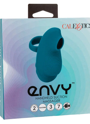Teal silikon handlicher saug-massager mit schlaufe und strukturierte oberfläche von calexotics envy handrolling-ball-massager