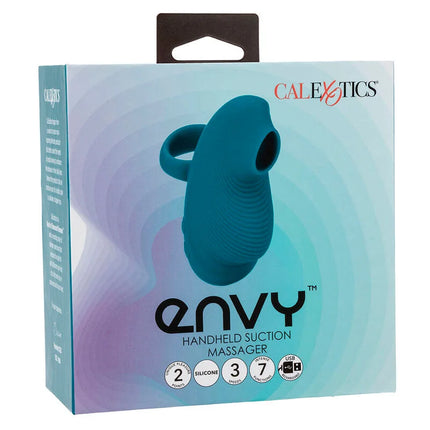 Teal silikon handlicher saug-massager mit schlaufe und strukturierte oberfläche von calexotics envy handrolling-ball-massager