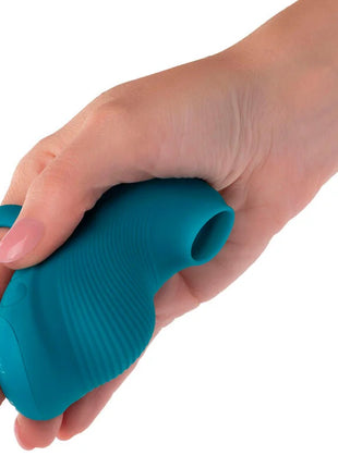 Teal silikon handmassager mit strukturierter griffoberfläche und fingerhalterung caLEXOTICS envy handrolling-ball-massager 7 vibrationen blau
