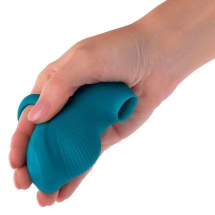 Teal silikon handmassager mit strukturierter griffoberfläche und fingerhalterung caLEXOTICS envy handrolling-ball-massager 7 vibrationen blau