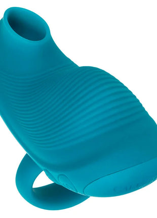 Teal silikon handrollen-ball-massager mit gerippter struktur und ringbasis von calexotics bieten 7 vibrationen