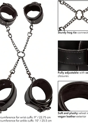 CALEXOTICS – Euphoria Hogtie-Set aus veganem Leder & Samt - Bondage-Set