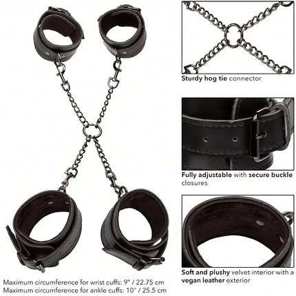 CALEXOTICS – Euphoria Hogtie-Set aus veganem Leder & Samt - Bondage-Set