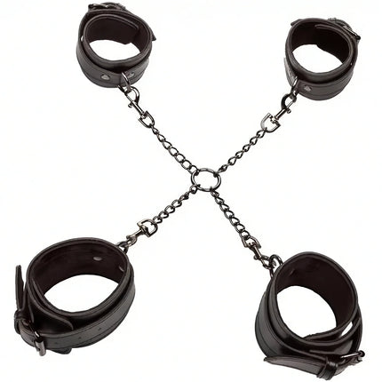 CALEXOTICS – Euphoria Hogtie-Set aus veganem Leder & Samt - Bondage-Set