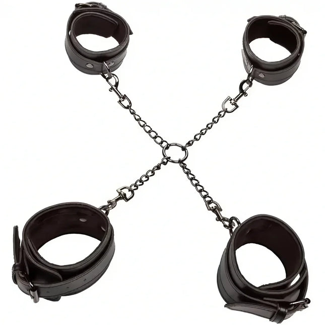 CALEXOTICS – Euphoria Hogtie-Set aus veganem Leder & Samt - Bondage-Set