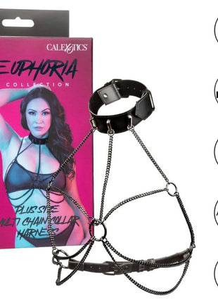 CALEXOTICS – Euphoria Plus Size Mehrketten-Halsband-Geschirr Schwarz - Brust-Harness