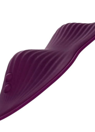 Lila silikon zervixkissen mit geriffelter struktur und zwei abgerundeten vertiefungen von calexotics dual rider fernbedienung