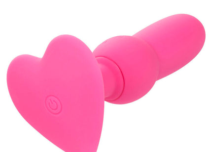 Rosa herzförmiger silikon vibrator mit power knopfleiste vorn first time anal plug mit perlensonde 10 vibrationen