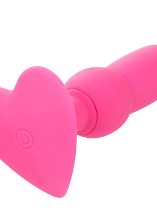 Rosa herzförmiger silikon vibrator mit power knopfleiste vorn first time anal plug mit perlensonde 10 vibrationen