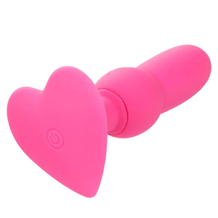 Rosa herzförmiger silikon vibrator mit power knopfleiste vorn first time anal plug mit perlensonde 10 vibrationen