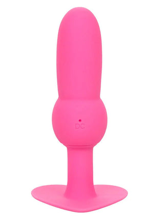 Rosa silikon analplug mit perlensonde und 10 vibrationen von calexotics mit abgerundetem kopf und basis