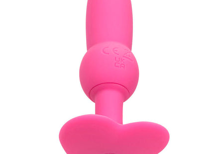 Rosa silikon herzförmiger analplug mit perlensonde und 10 vibrationen von calexotics, sanft und glatt