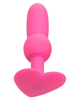 Rosa silikon herzförmiger analplug mit perlensonde und 10 vibrationen von calexotics, sanft und glatt